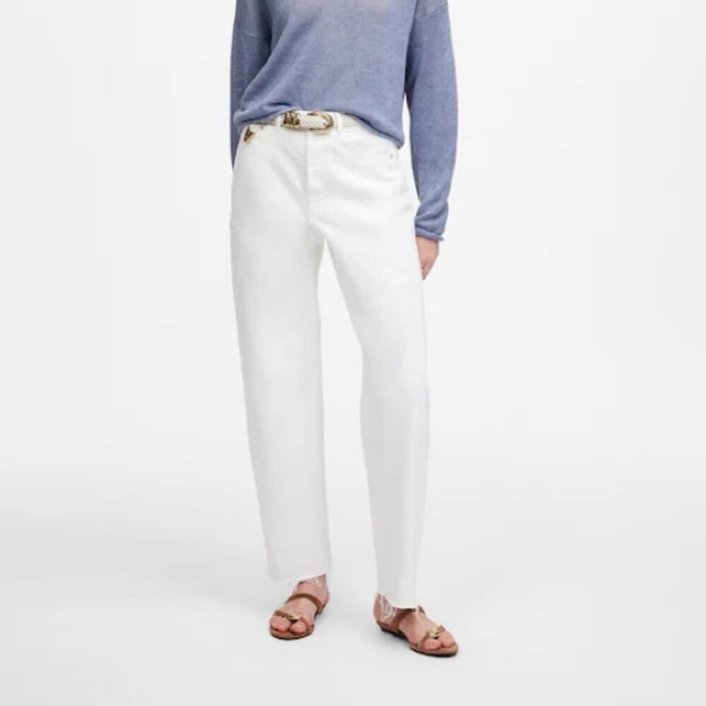 Madewell Plus Pieced Barrel-Leg Jeans in tile white Size 32